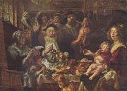 Jacob Jordaens Jacob Jordaens, As the Old Sang, So the young Pipe. oil painting on canvas